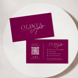 Tarjeta De Visita Minimalist Modern Elegant Vibrant Berry Red