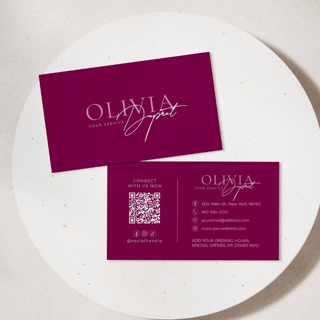 Tarjeta De Visita Minimalist Modern Elegant Vibrant Berry Red (Subido por el creador)