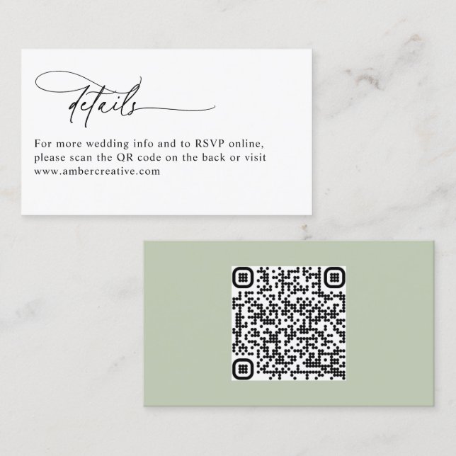Tarjeta De Visita Minimalist Modern QR Code Wedding Enclosure Card (Anverso / Reverso)