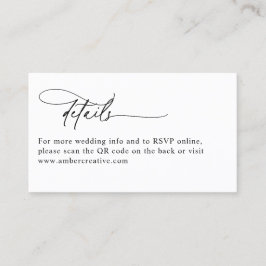 Tarjeta De Visita Minimalist Modern QR Code Wedding Enclosure Card