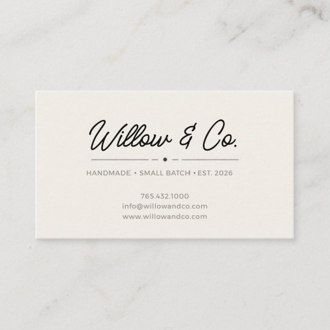 Tarjeta De Visita Minimalist Modern Script Small Business Card (Anverso)