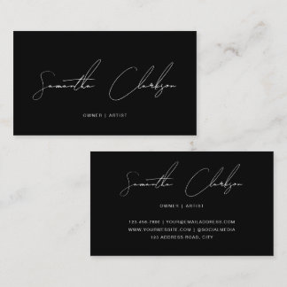 Tarjeta De Visita Minimalist Monochrome Black Handwritten Script