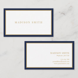 Tarjeta De Visita Minimalist Navy Blue and Gold Professional