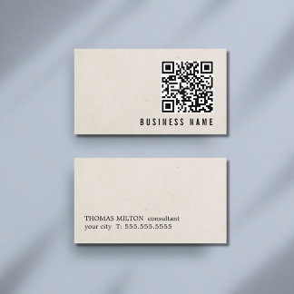 Tarjeta De Visita Minimalist Paper Texture QR code Bold Consultant