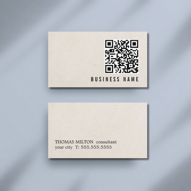 Tarjeta De Visita Minimalist Paper Texture QR code Bold Consultant (Subido por el creador)