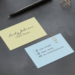 Tarjeta De Visita Minimalist Pastel Yellow Blue Business Card