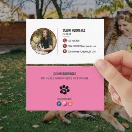Tarjeta De Visita Minimalist Paw Print Pet Sitting Photo 