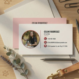 Tarjeta De Visita Minimalist Paw Print Pet Sitting Photo 