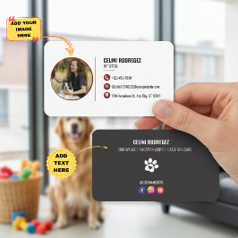 Tarjeta De Visita Minimalist Pet Sitting Paw Print Photo and Social 