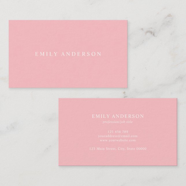 Tarjeta De Visita Minimalist Pink Elegant Monogram (Anverso / Reverso)