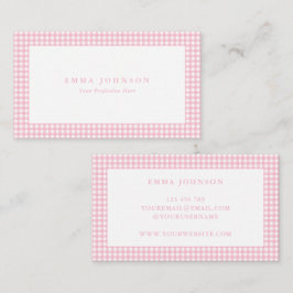 Tarjeta De Visita Minimalist Pink Gingham Plaid