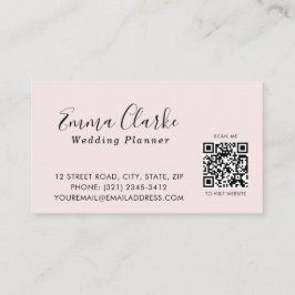 Tarjeta De Visita Minimalist Pink Wedding Scan Code Business Card