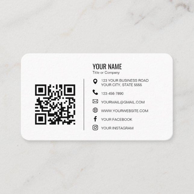 Tarjeta De Visita Minimalist Professional Company Logo QR Code (Anverso)