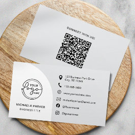 Tarjeta De Visita Minimalist Professional Custom Logo Icons QR Code