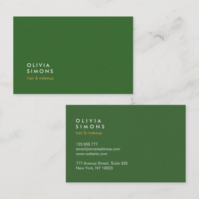 Tarjeta De Visita Minimalist Professional Green Business Cards (Anverso / Reverso)