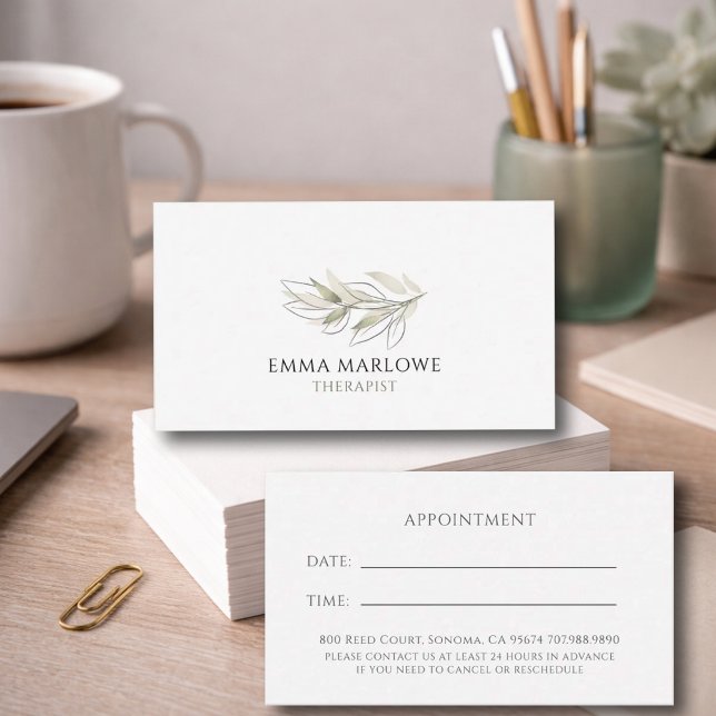 Tarjeta De Visita Minimalist Sage Botanical Life Coach Appointment  (Subido por el creador)