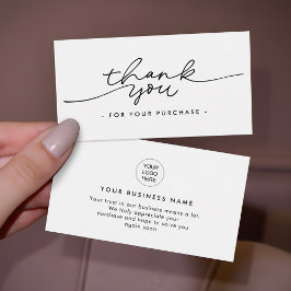 Tarjeta De Visita Minimalist Script Thank You Business insert Cards