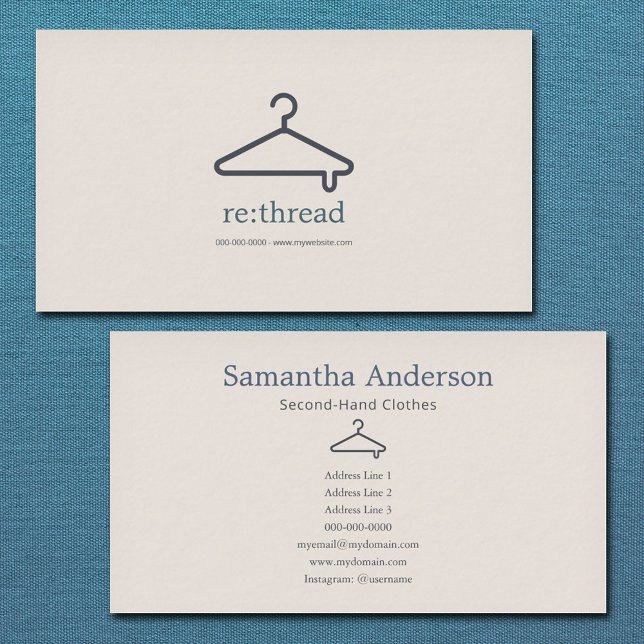Tarjeta De Visita Minimalist Second-Hand Clothes (Minimalist Second-Hand Clothes Business Card)