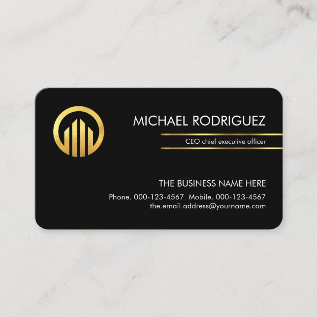 Tarjeta De Visita Minimalist Simple Gold CEO Lines (Anverso)