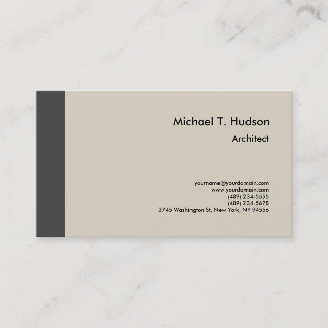 Tarjeta De Visita Minimalist Simple Plain Architect Modern (Anverso)