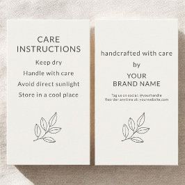 Tarjeta De Visita Minimalist Small Business Care Instructions