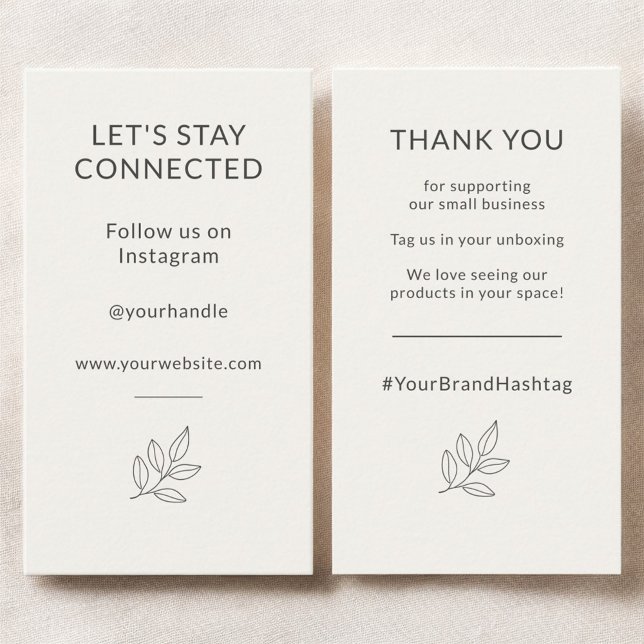 Tarjeta De Visita Minimalist Small Business Let's Stay Connected (Subido por el creador)