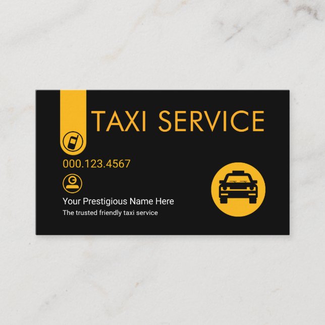 Tarjeta De Visita Minimalist Stylish Yellow Taxi Tab (Anverso)