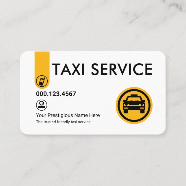 Tarjeta De Visita Minimalist Stylish Yellow Taxi Tab (Anverso)