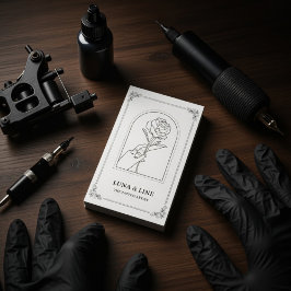 Tarjeta De Visita Minimalist Tattoo Artist Card with QR Code
