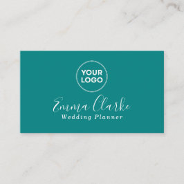 Tarjeta De Visita Minimalist Teal Green Scan Code Business Card