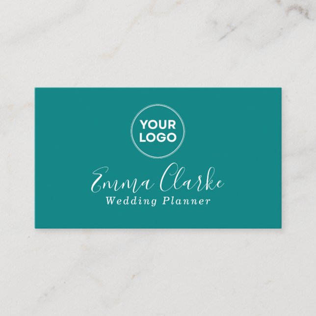 Tarjeta De Visita Minimalist Teal Green Scan Code Business Card (Anverso)