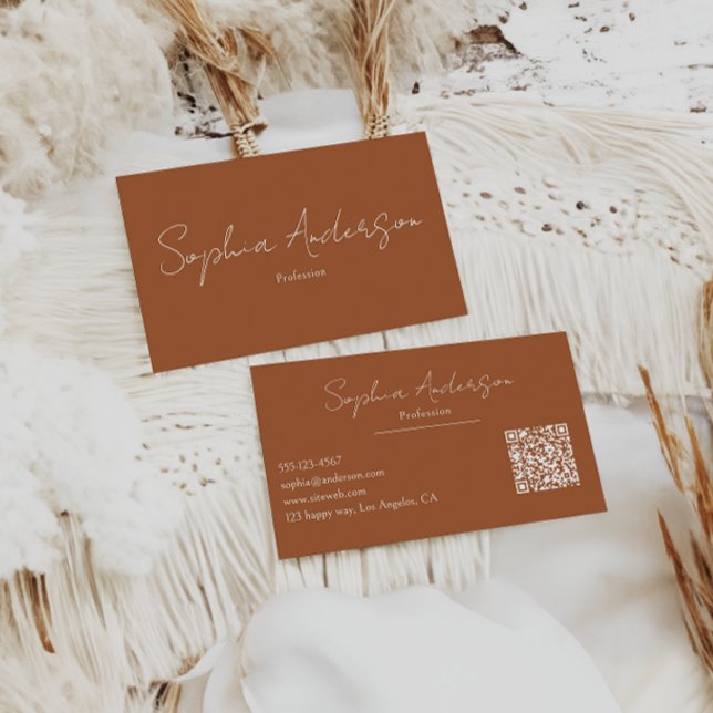 Tarjeta De Visita Minimalist Terracotta Modern Script Qr Code        (Subido por el creador)