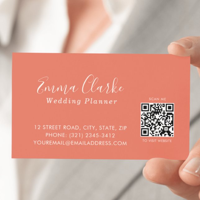 Tarjeta De Visita Minimalist Terracotta Scan Code Business Card (Subido por el creador)