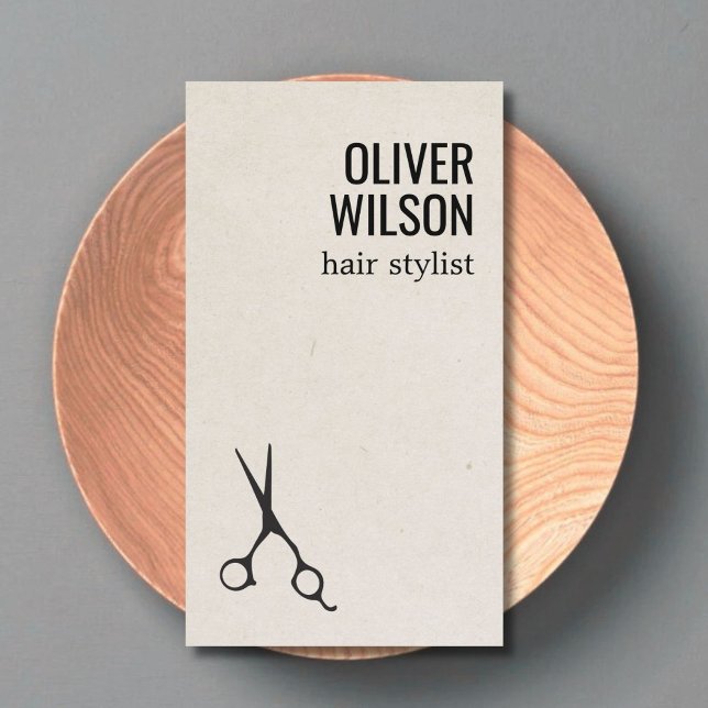 Tarjeta De Visita Minimalist Texture Beige Black Bold Hair Salon (Subido por el creador)