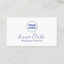 Tarjeta De Visita Minimalist White Blue Scan Code Business Card
