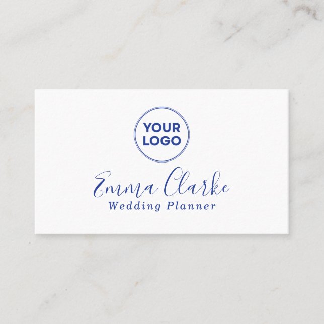 Tarjeta De Visita Minimalist White Blue Scan Code Business Card (Anverso)