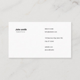 Tarjeta De Visita Minimalist White Simple Professional Business Card