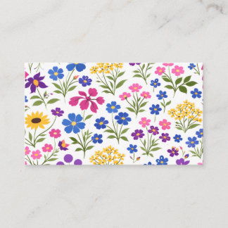 Tarjeta De Visita Minimalist Wildflower Seamless Pattern on White 