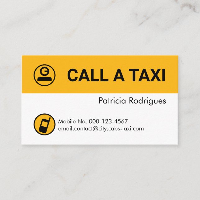 Tarjeta De Visita Minimalist Yellow Taxi Cab Layers (Anverso)