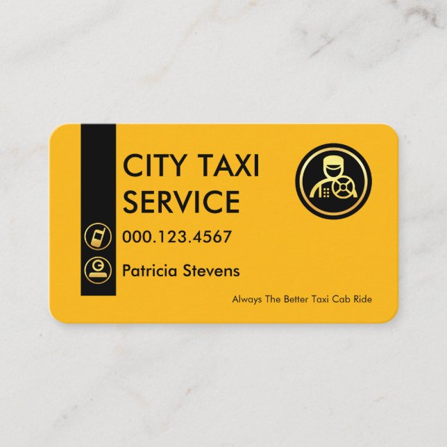 Tarjeta De Visita Minimalist Yellow Taxi Driver Tab (Anverso)
