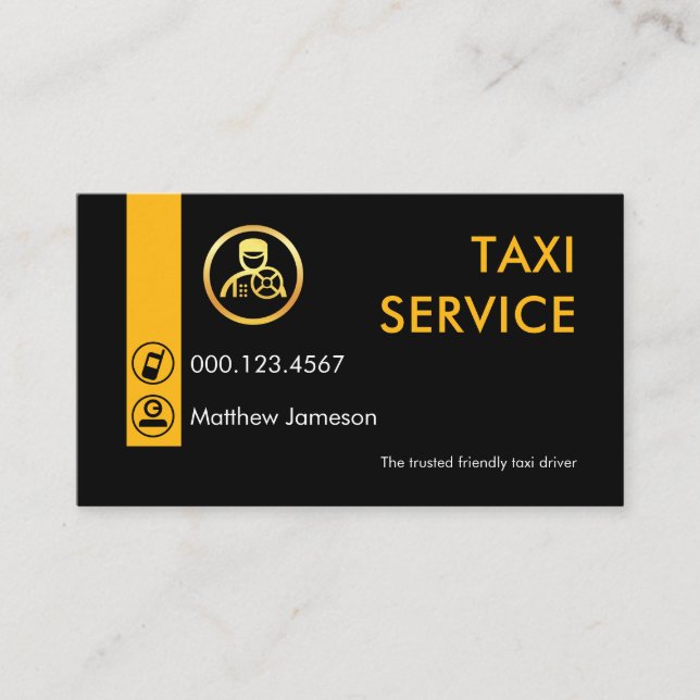 Tarjeta De Visita Minimalist Yellow Taxi Driving Tab (Anverso)