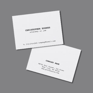 Tarjeta De Visita Minimalista Abogado Simple y Elegante Blanco