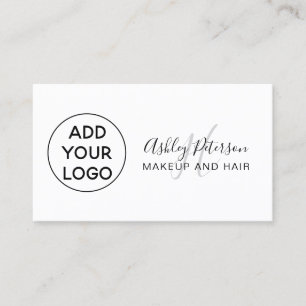 Tarjeta De Visita Minimalista añada su logotipo blanco negro en mon