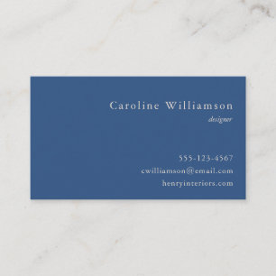 Tarjeta De Visita Minimalista Azul Cobalto Elegante Profesional