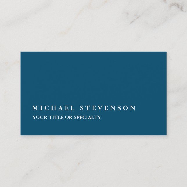 Tarjeta De Visita Minimalista azul oceánico moderno único (Anverso)