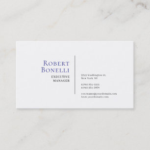 Tarjeta De Visita Minimalista Azul y Blanco Moderno 