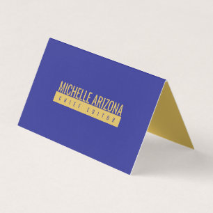 Tarjeta De Visita Minimalista azul y dorado moderno profesional