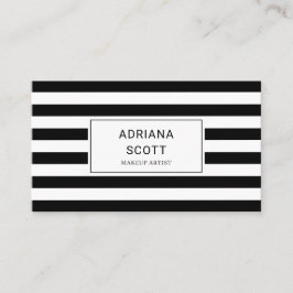 Tarjeta De Visita Minimalista Belleza Profesional de Raya Negra y Bl