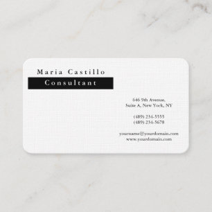 Tarjeta De Visita Minimalista blanco negro elegante moderno