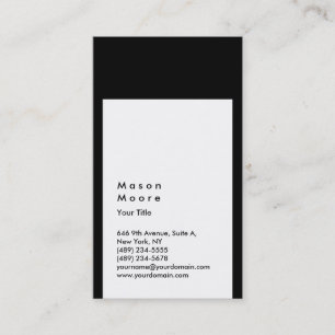 Tarjeta De Visita Minimalista blanco negro simple profesional modern